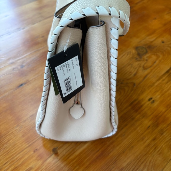 Kate Spade Knott Whipstitched Pebbled Leather Large Shoulder Bag cream white NWT - Picture 9 of 12